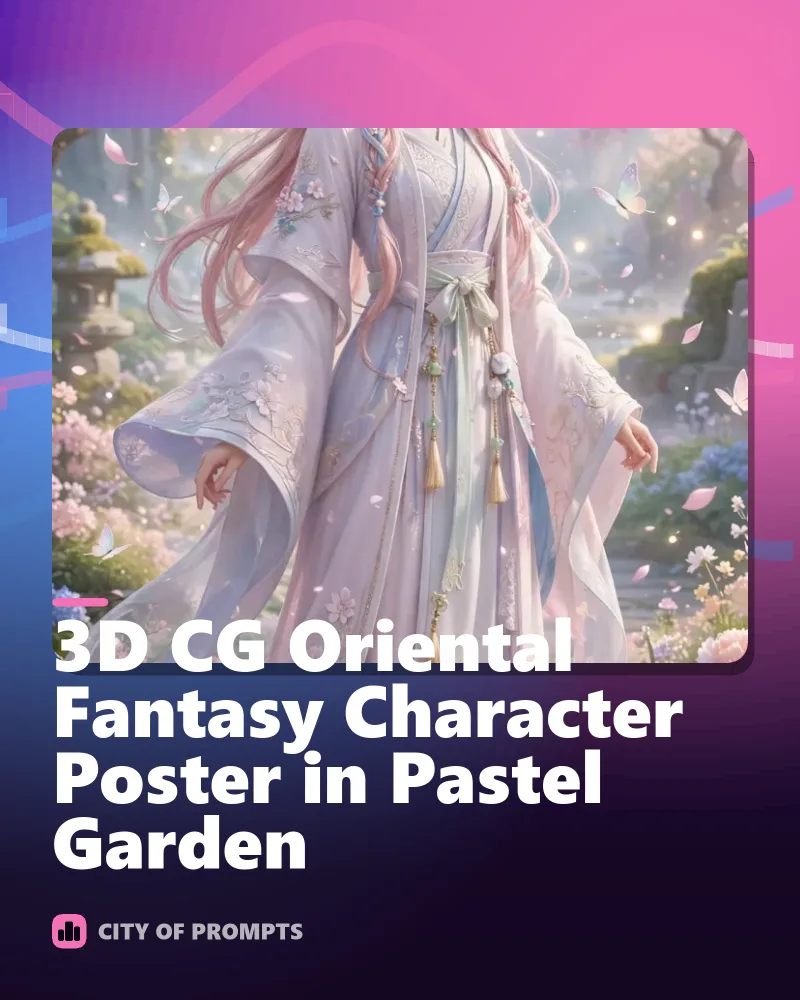 Cover image for 3D CG Oriental Fantasy Character Poster in Pastel Garden