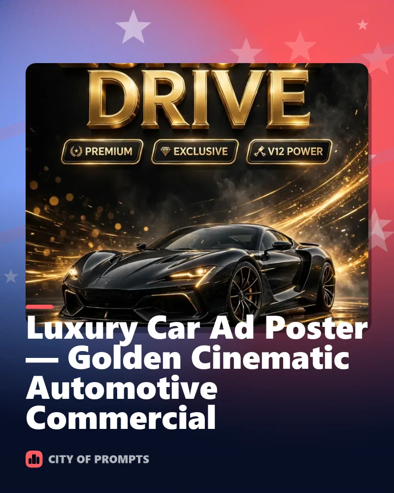 Cover image for Luxury Car Ad Poster — Golden Cinematic Automotive Commercial