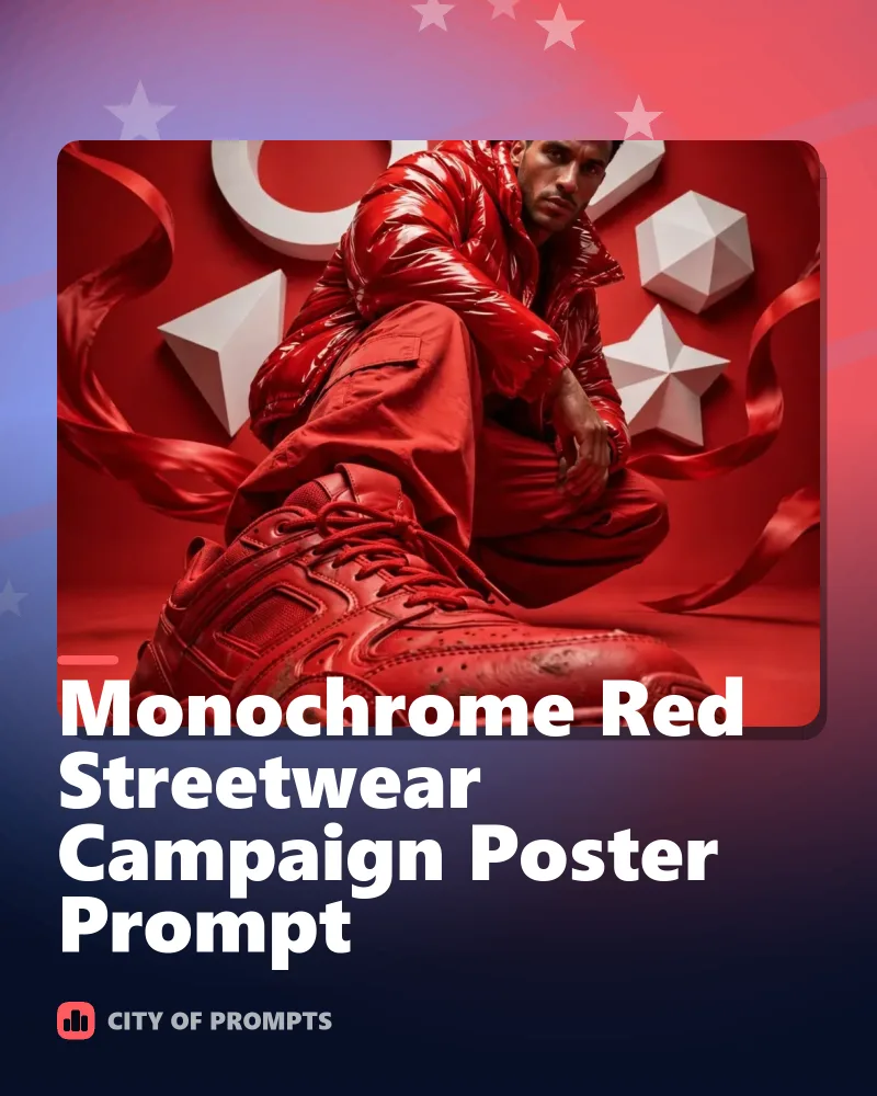 Cover image for Monochrome Red Streetwear Campaign Poster Prompt