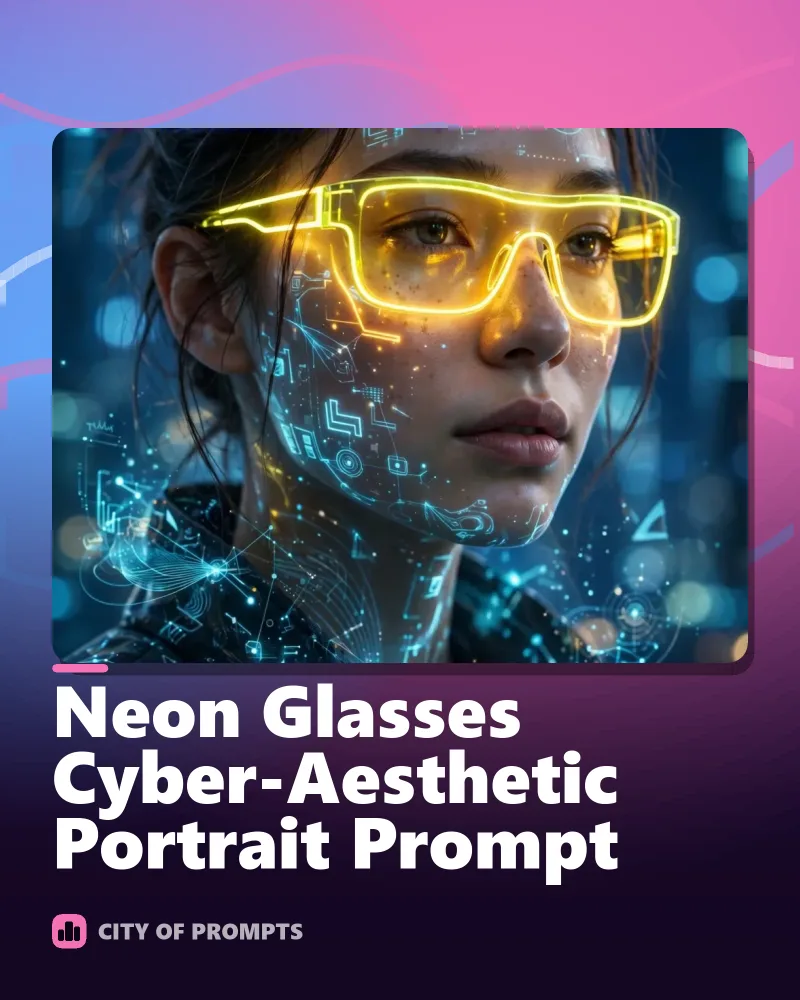 Cover image for Neon Glasses Cyber-Aesthetic Portrait Prompt