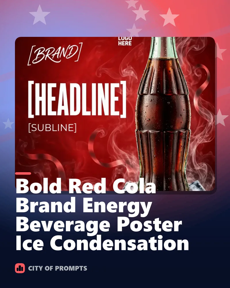 Cover image for Bold Red Cola Brand Energy Beverage Poster Ice Condensation