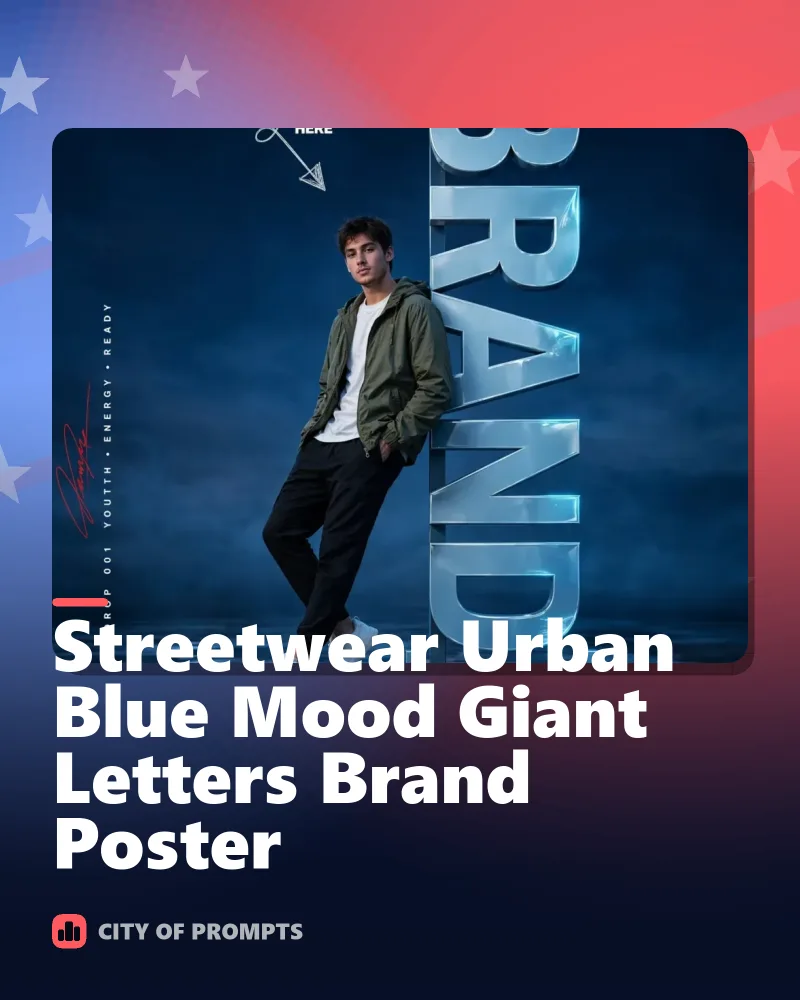 Cover image for Streetwear Urban Blue Mood Giant Letters Brand Poster