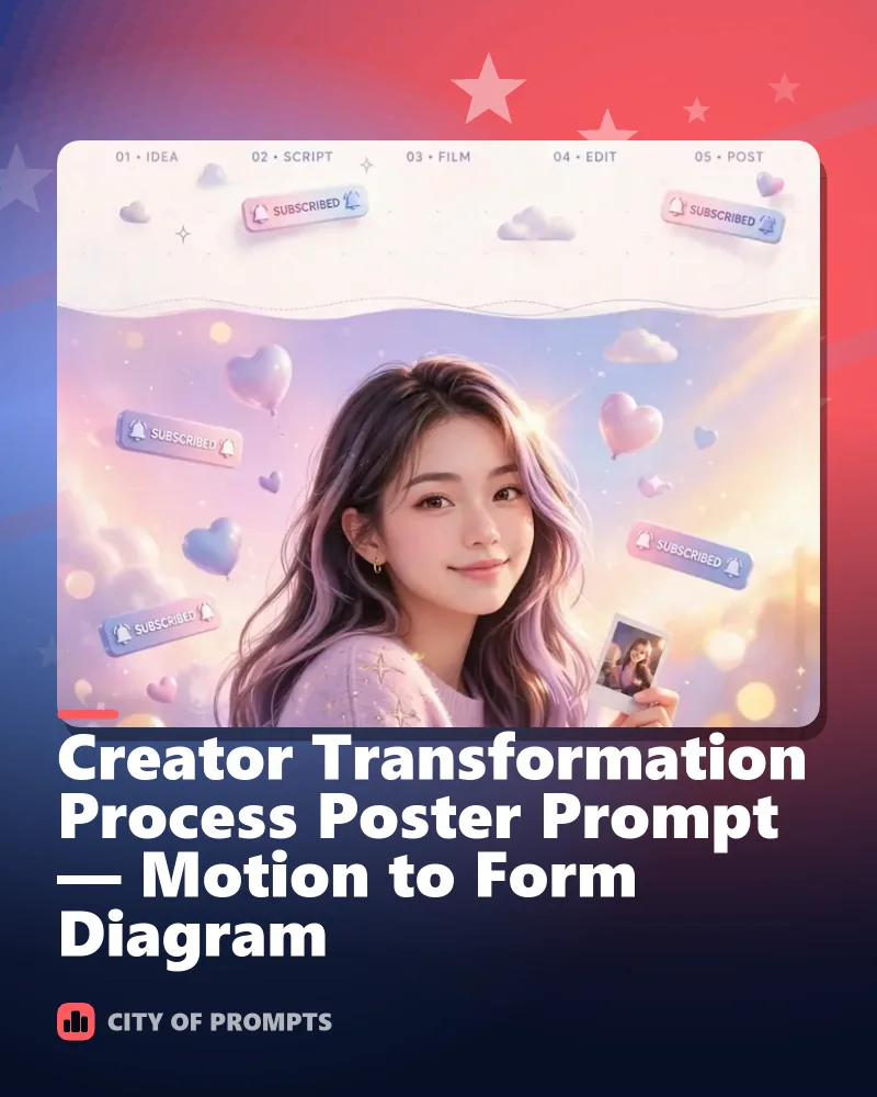 Cover image for Creator Transformation Process Poster Prompt — Motion to Form Diagram