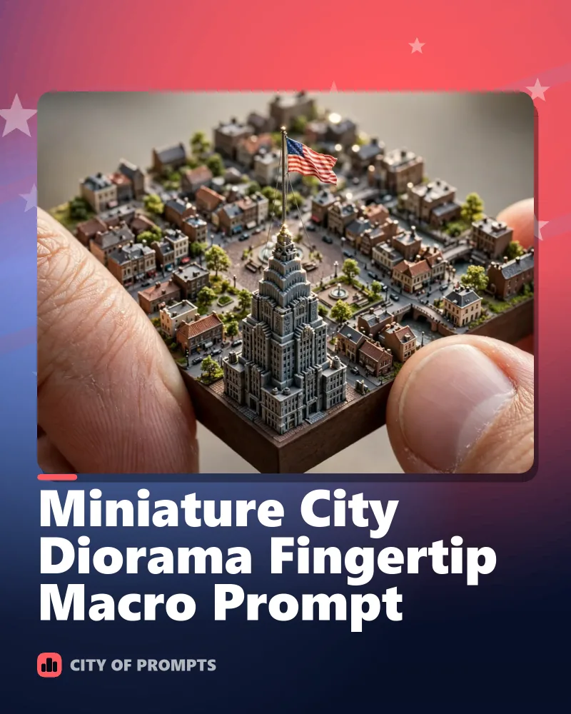 Cover image for Miniature City Diorama Fingertip Macro Prompt