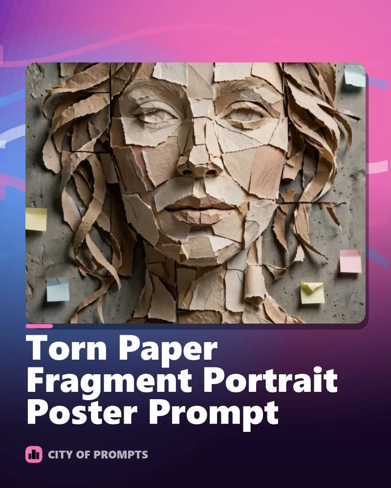 Cover image for Torn Paper Fragment Portrait Poster Prompt