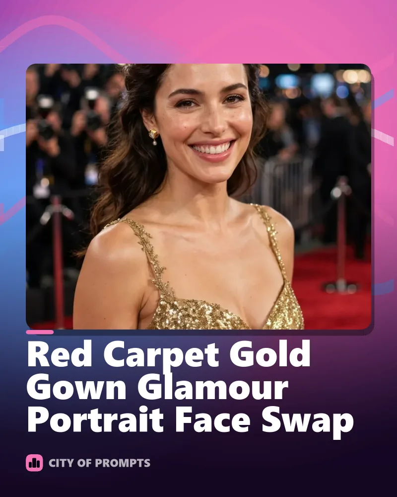 Cover image for Red Carpet Gold Gown Glamour Portrait Face Swap