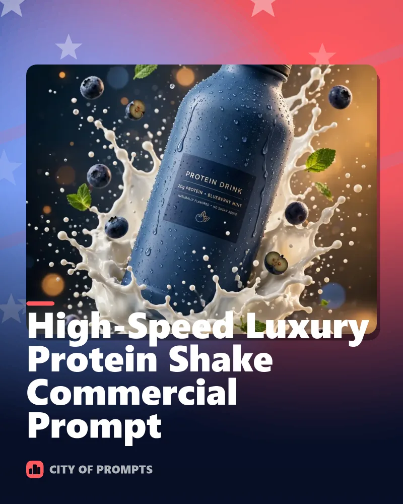Cover image for High-Speed Luxury Protein Shake Commercial Prompt