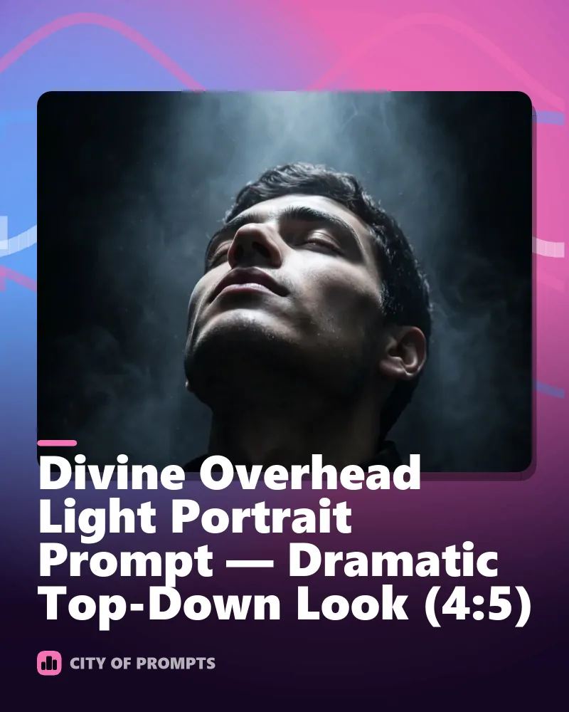 Cover image for Divine Overhead Light Portrait Prompt — Dramatic Top-Down Look (4:5)