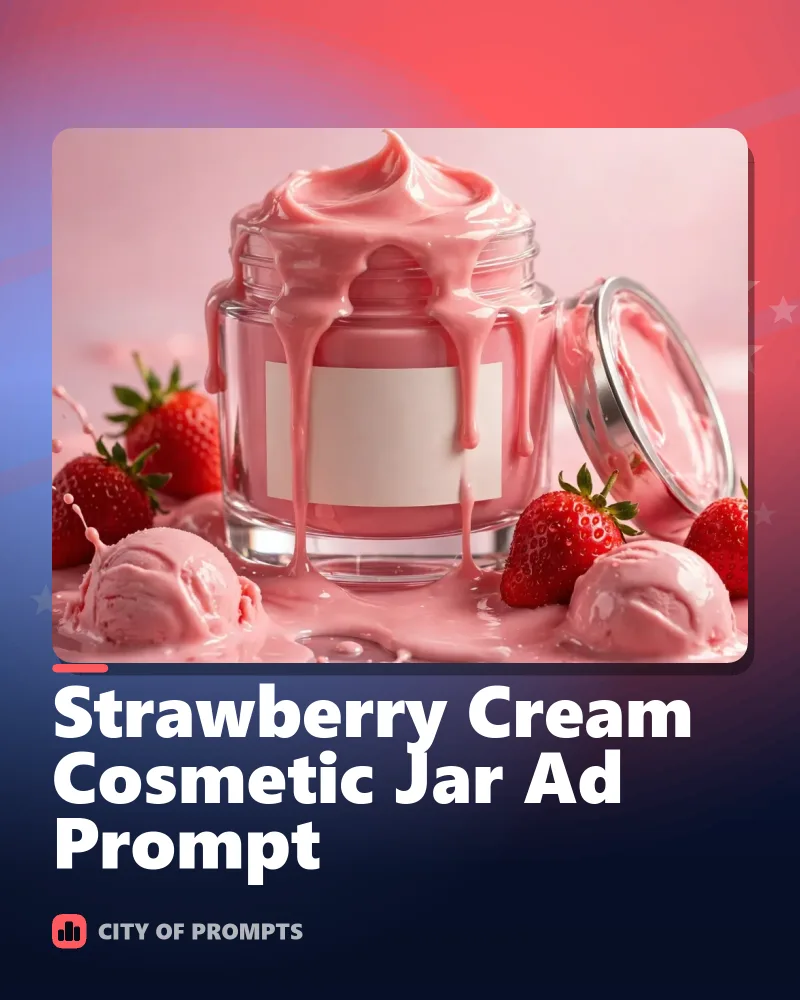 Cover image for Strawberry Cream Cosmetic Jar Ad Prompt