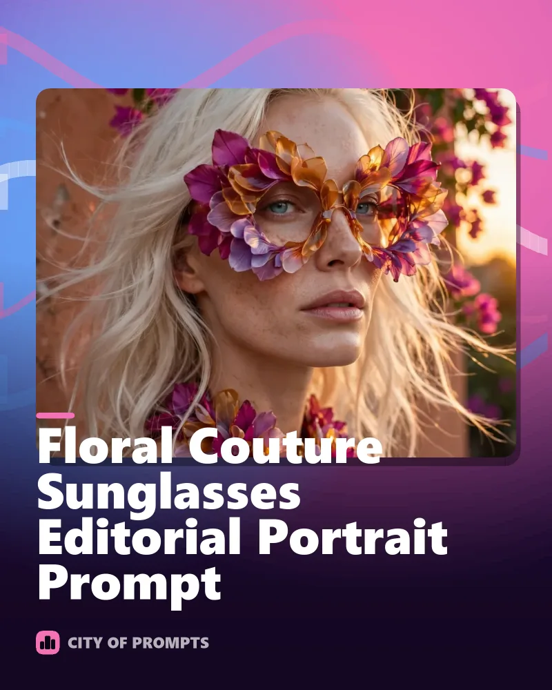 Cover image for Floral Couture Sunglasses Editorial Portrait Prompt