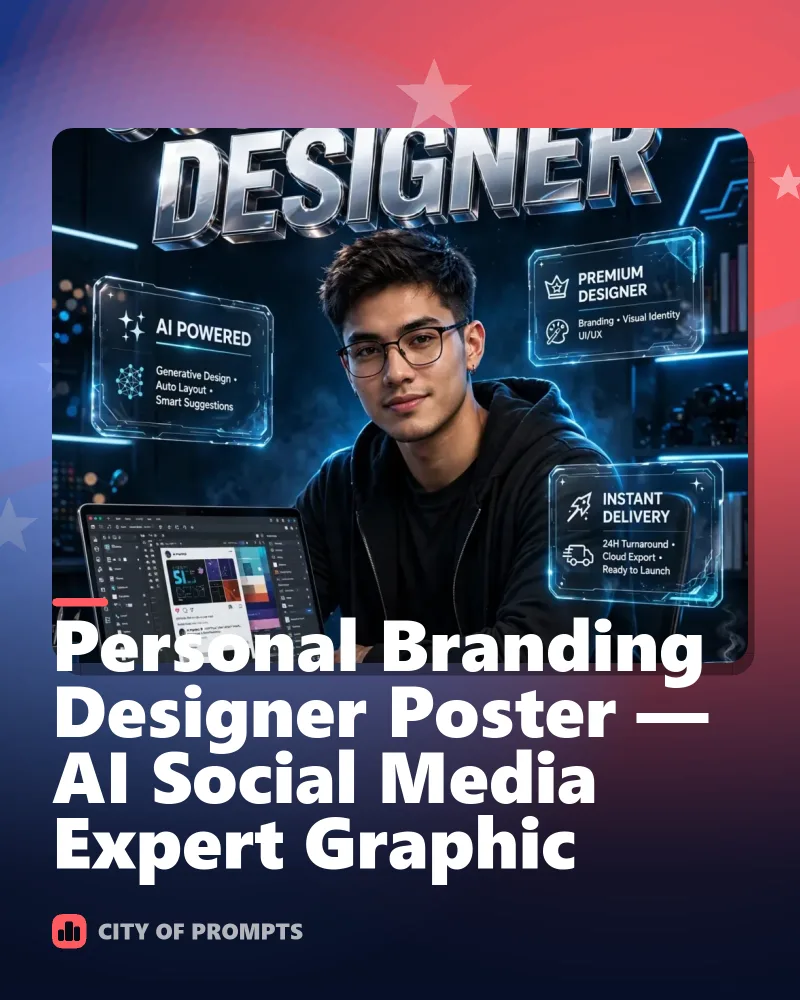 Cover image for Personal Branding Designer Poster — AI Social Media Expert Graphic