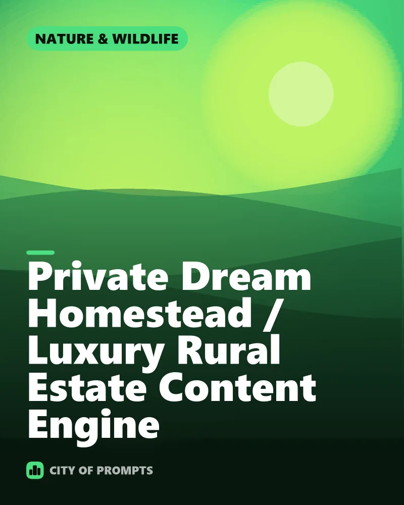 Cover image for Private Dream Homestead / Luxury Rural Estate Content Engine