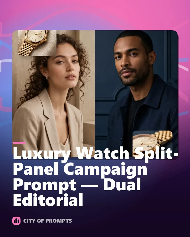Cover image for Luxury Watch Split-Panel Campaign Prompt — Dual Editorial