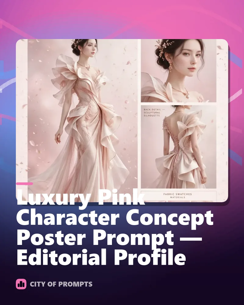 Cover image for Luxury Pink Character Concept Poster Prompt — Editorial Profile