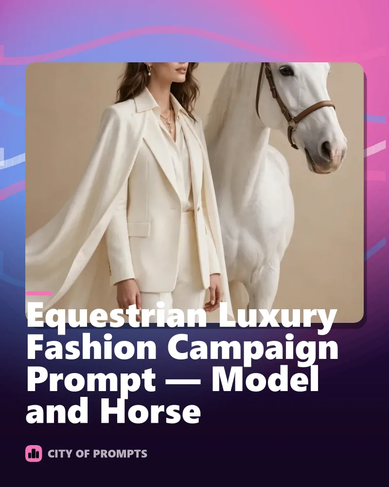 Cover image for Equestrian Luxury Fashion Campaign Prompt — Model and Horse