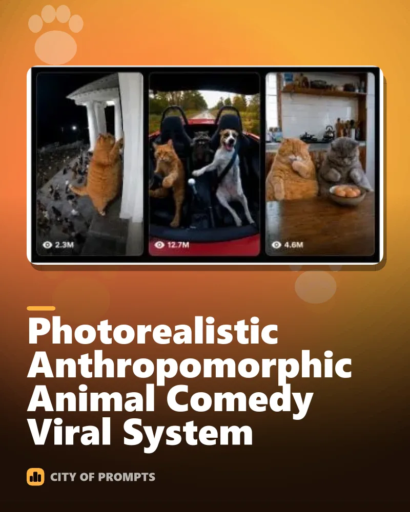 Cover image for Photorealistic Anthropomorphic Animal Comedy Viral System