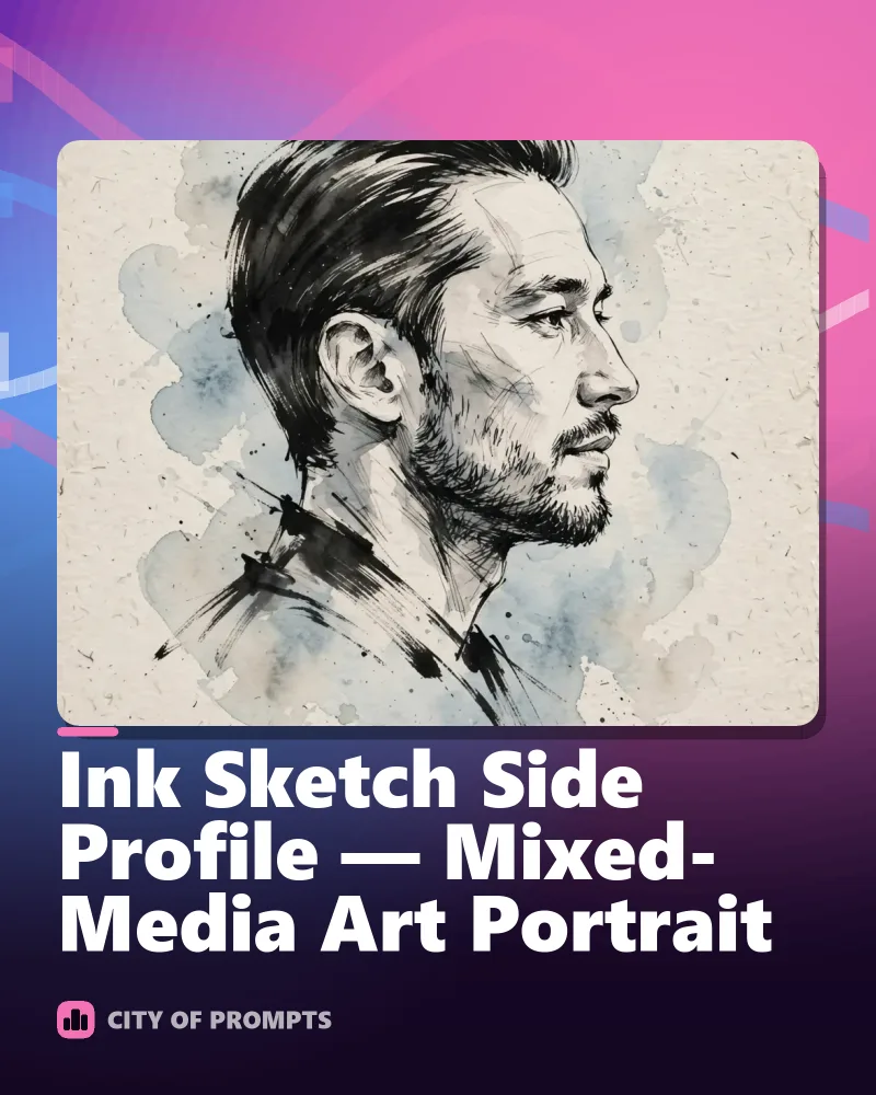 Cover image for Ink Sketch Side Profile — Mixed-Media Art Portrait