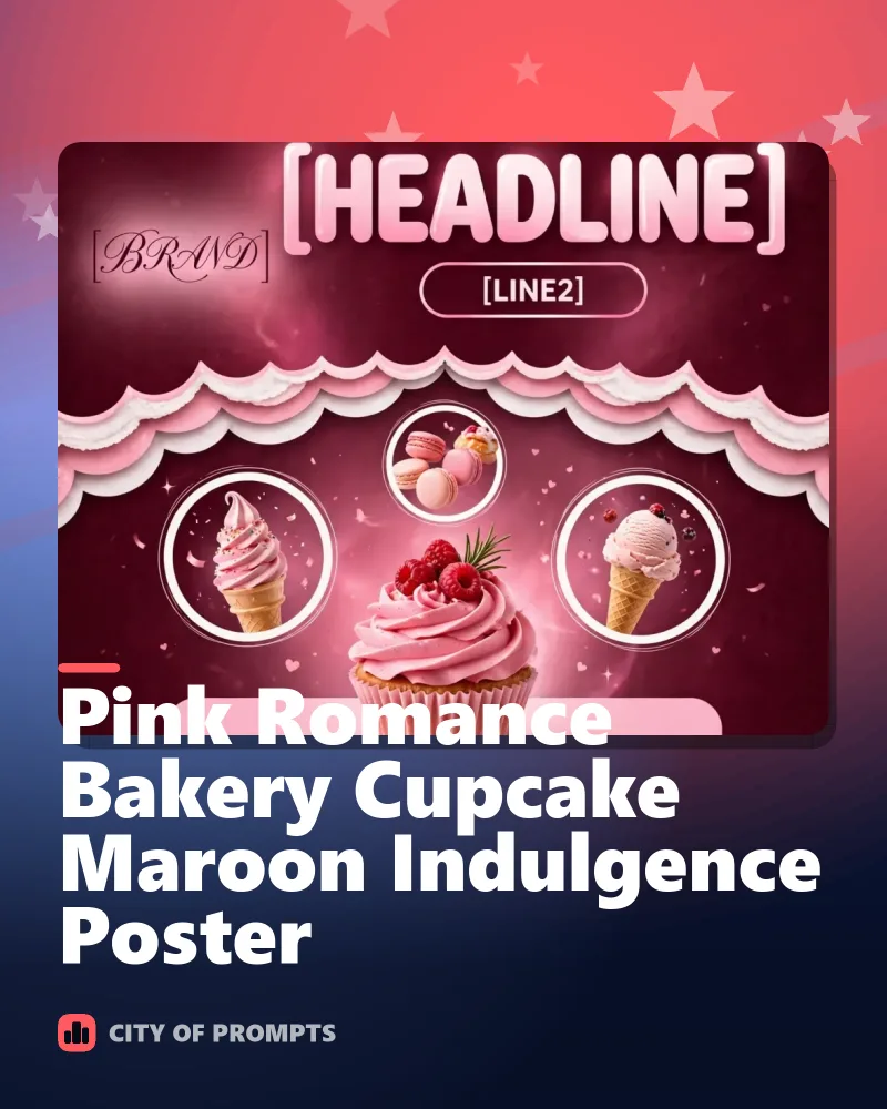 Cover image for Pink Romance Bakery Cupcake Maroon Indulgence Poster