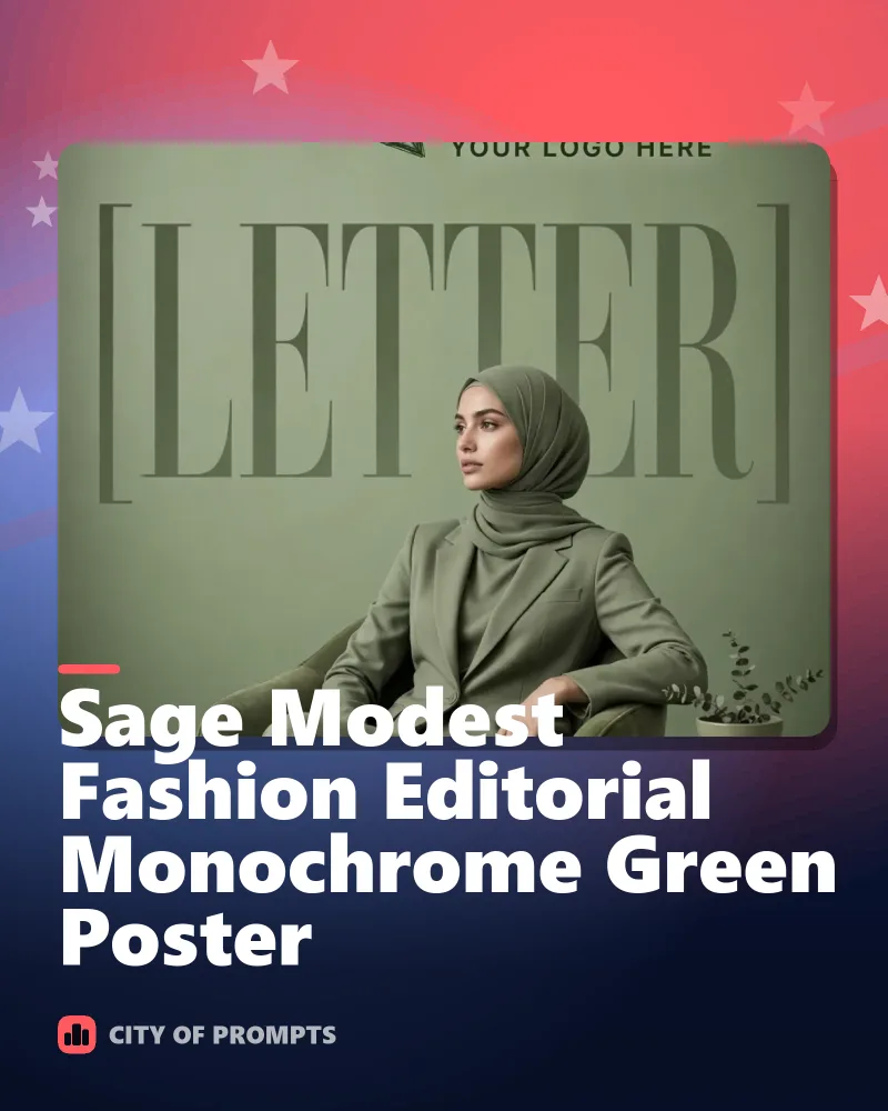 Cover image for Sage Modest Fashion Editorial Monochrome Green Poster