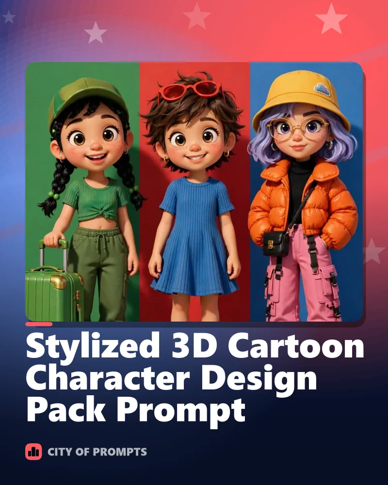 Cover image for Stylized 3D Cartoon Character Design Pack Prompt