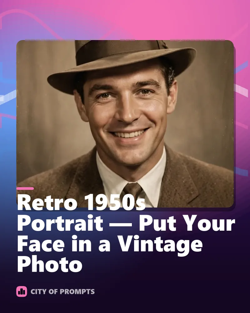 Cover image for Retro 1950s Portrait — Put Your Face in a Vintage Photo