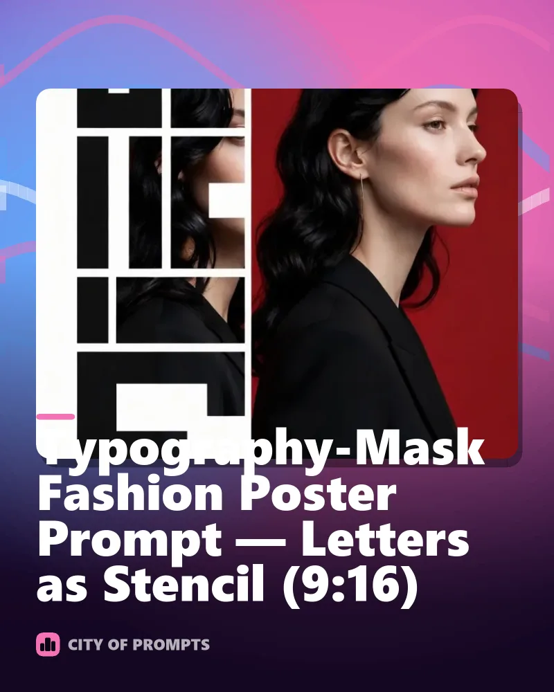 Cover image for Typography-Mask Fashion Poster Prompt — Letters as Stencil (9:16)