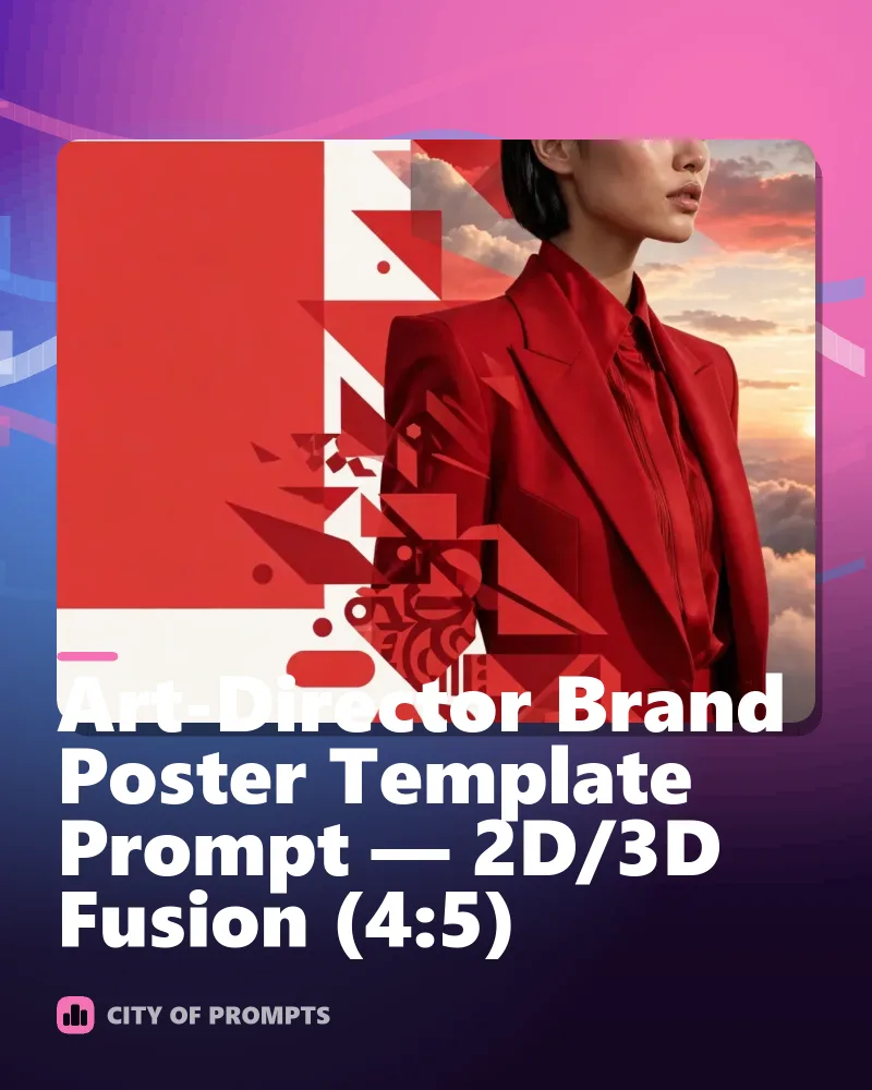 Cover image for Art-Director Brand Poster Template Prompt — 2D/3D Fusion (4:5)