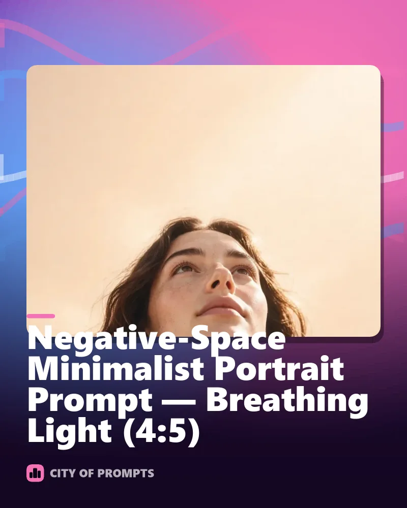 Cover image for Negative-Space Minimalist Portrait Prompt — Breathing Light (4:5)