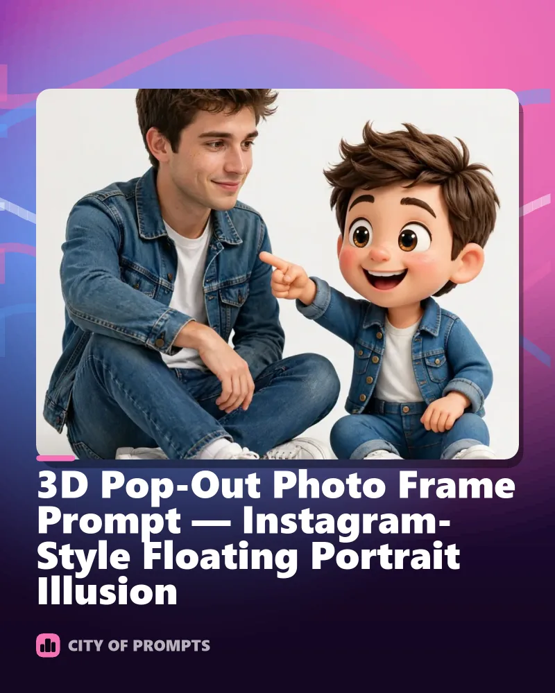 Cover image for 3D Pop-Out Photo Frame Prompt — Instagram-Style Floating Portrait Illusion