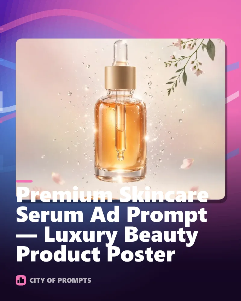 Cover image for Premium Skincare Serum Ad Prompt — Luxury Beauty Product Poster