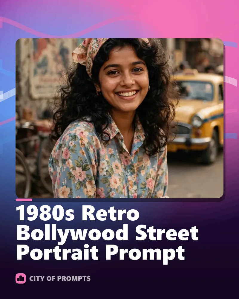 Cover image for 1980s Retro Bollywood Street Portrait Prompt