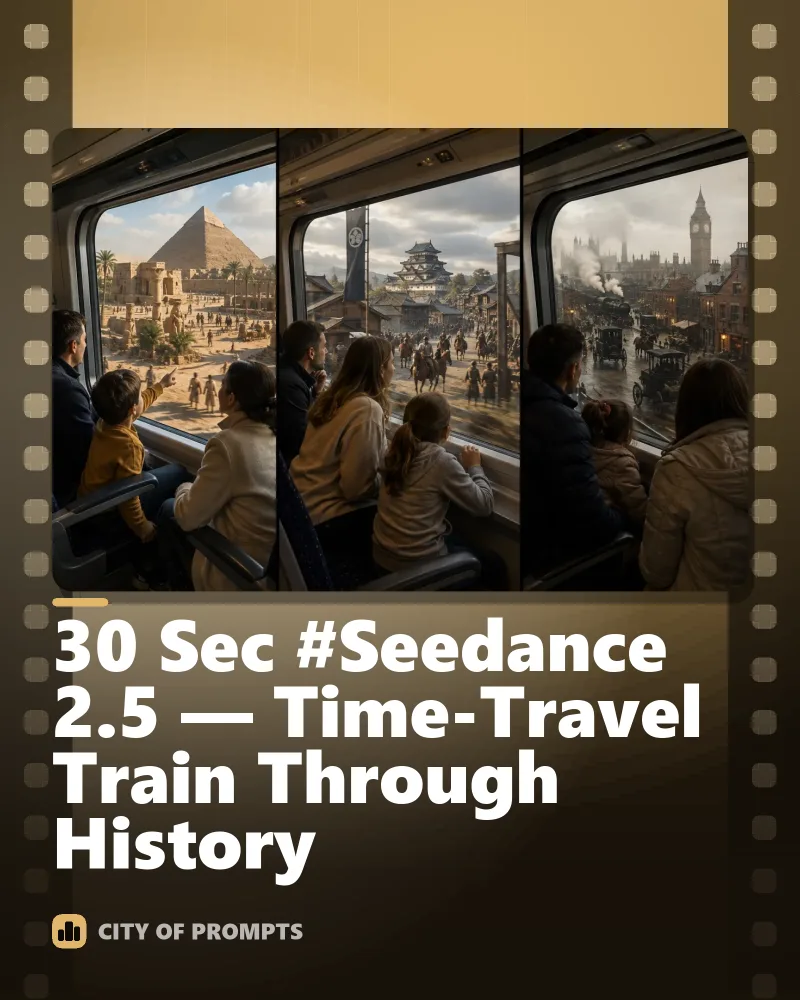 Cover image for 30 Sec #Seedance 2.5 — Time-Travel Train Through History