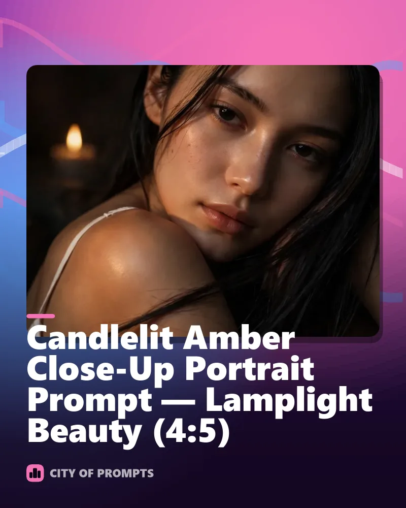 Cover image for Candlelit Amber Close-Up Portrait Prompt — Lamplight Beauty (4:5)