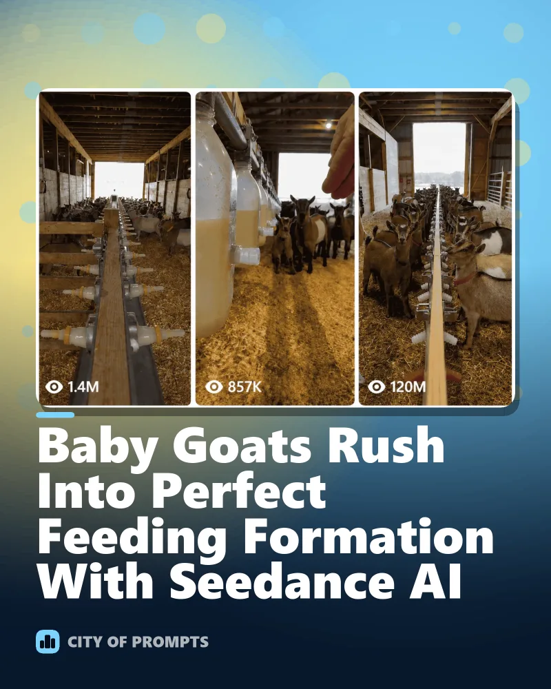 Cover image for Baby Goats Rush Into Perfect Feeding Formation With Seedance AI