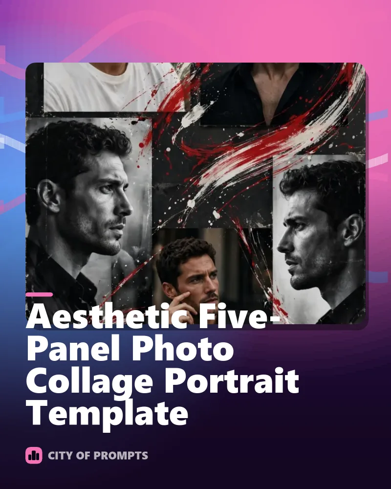 Cover image for Aesthetic Five-Panel Photo Collage Portrait Template
