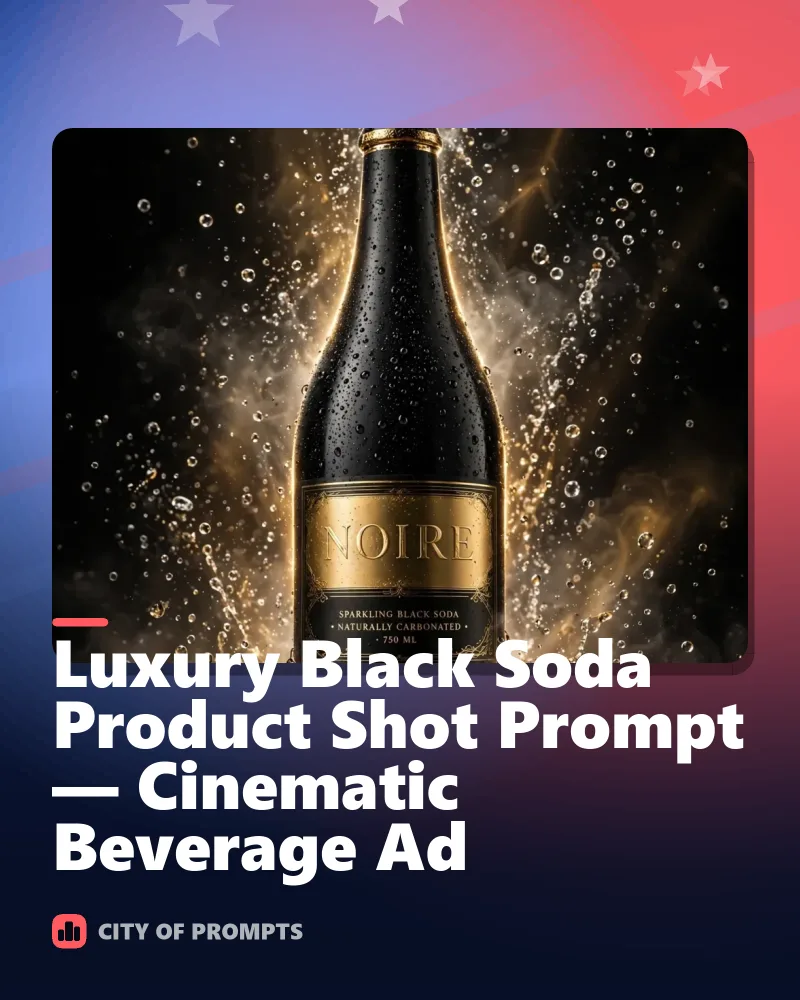 Cover image for Luxury Black Soda Product Shot Prompt — Cinematic Beverage Ad