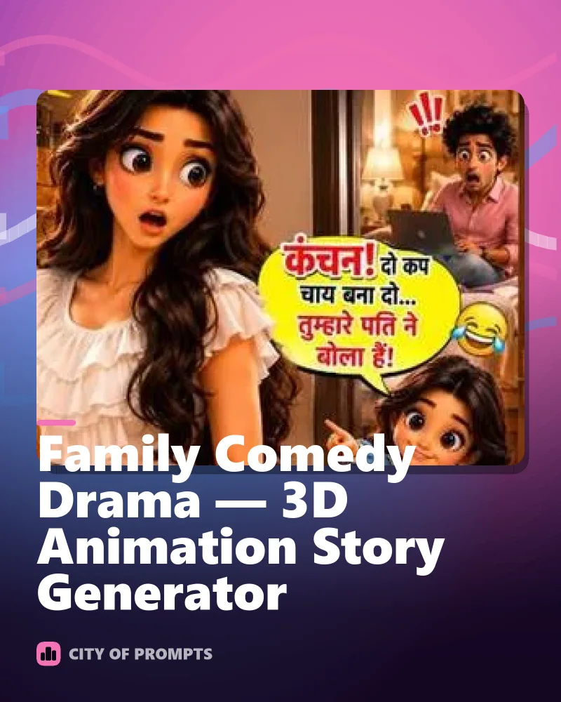 Cover image for Family Comedy Drama — 3D Animation Story Generator