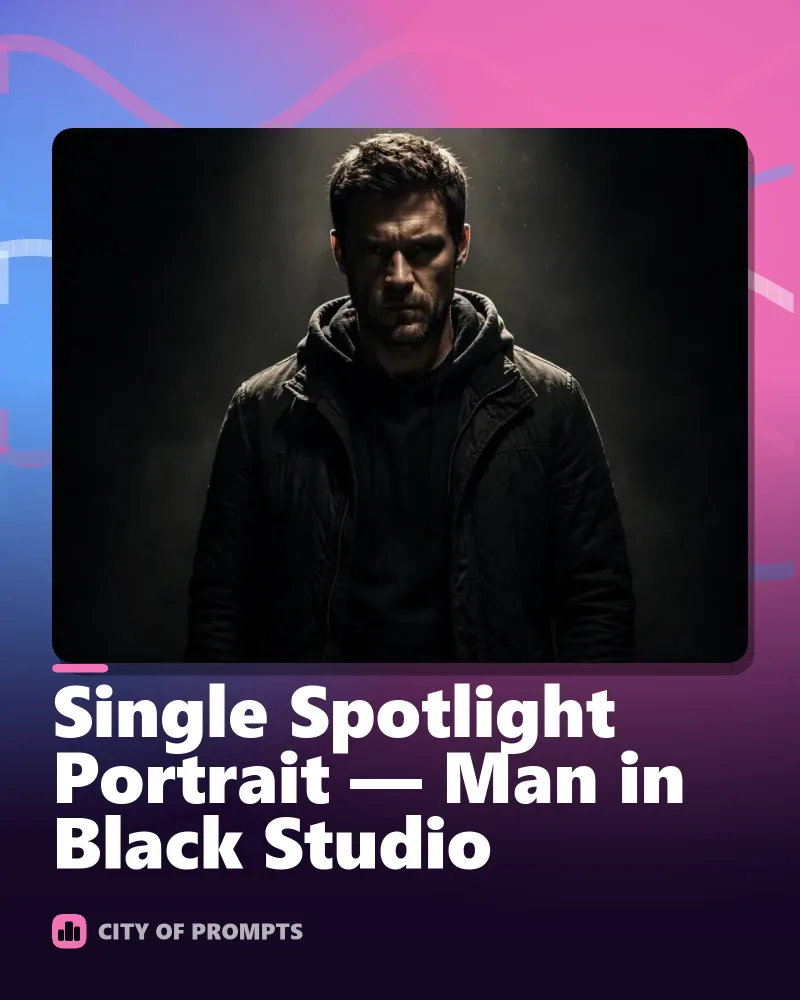 Cover image for Single Spotlight Portrait — Man in Black Studio