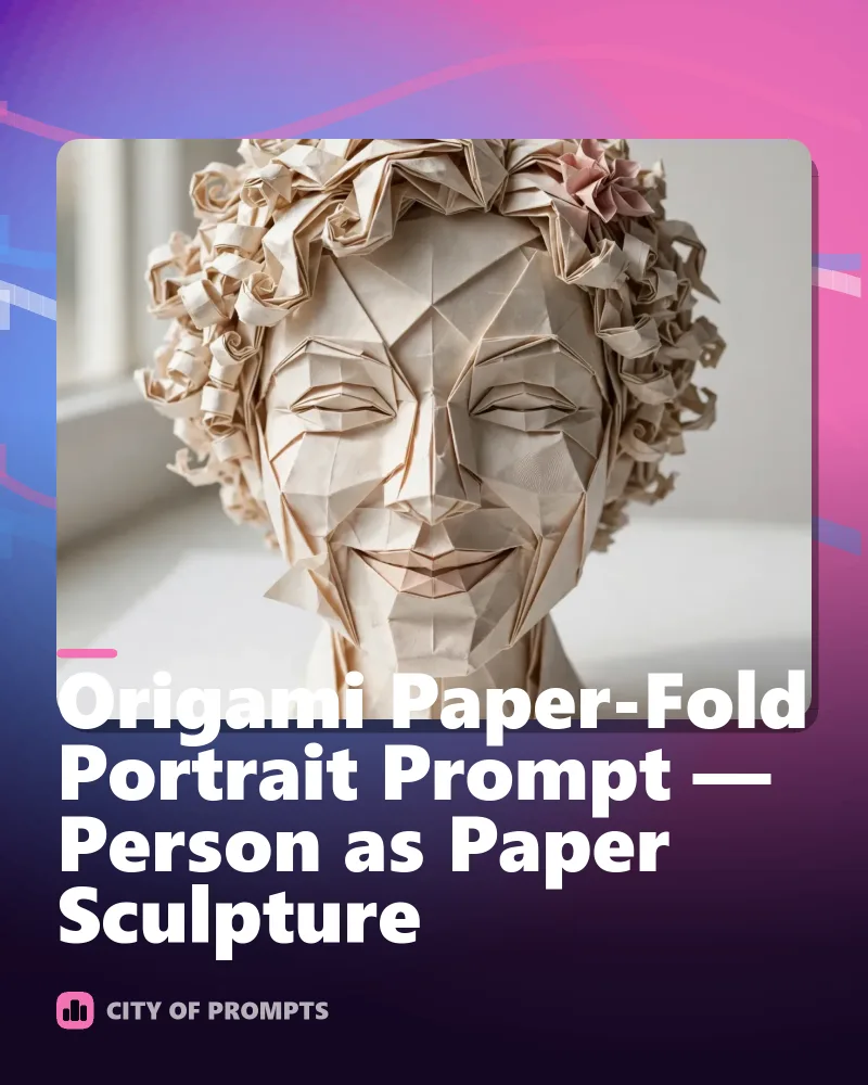 Cover image for Origami Paper-Fold Portrait Prompt — Person as Paper Sculpture