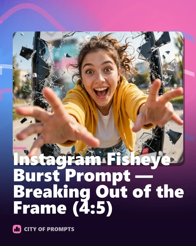 Cover image for Instagram Fisheye Burst Prompt — Breaking Out of the Frame (4:5)