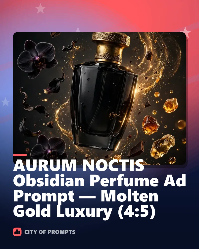 Cover image for AURUM NOCTIS Obsidian Perfume Ad Prompt — Molten Gold Luxury (4:5)