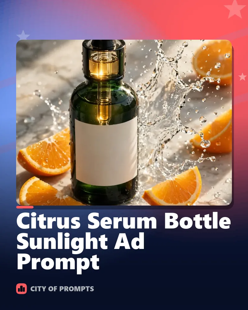 Cover image for Citrus Serum Bottle Sunlight Ad Prompt