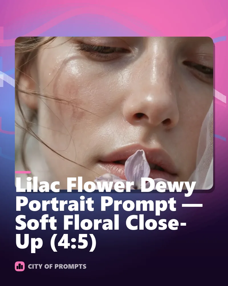 Cover image for Lilac Flower Dewy Portrait Prompt — Soft Floral Close-Up (4:5)