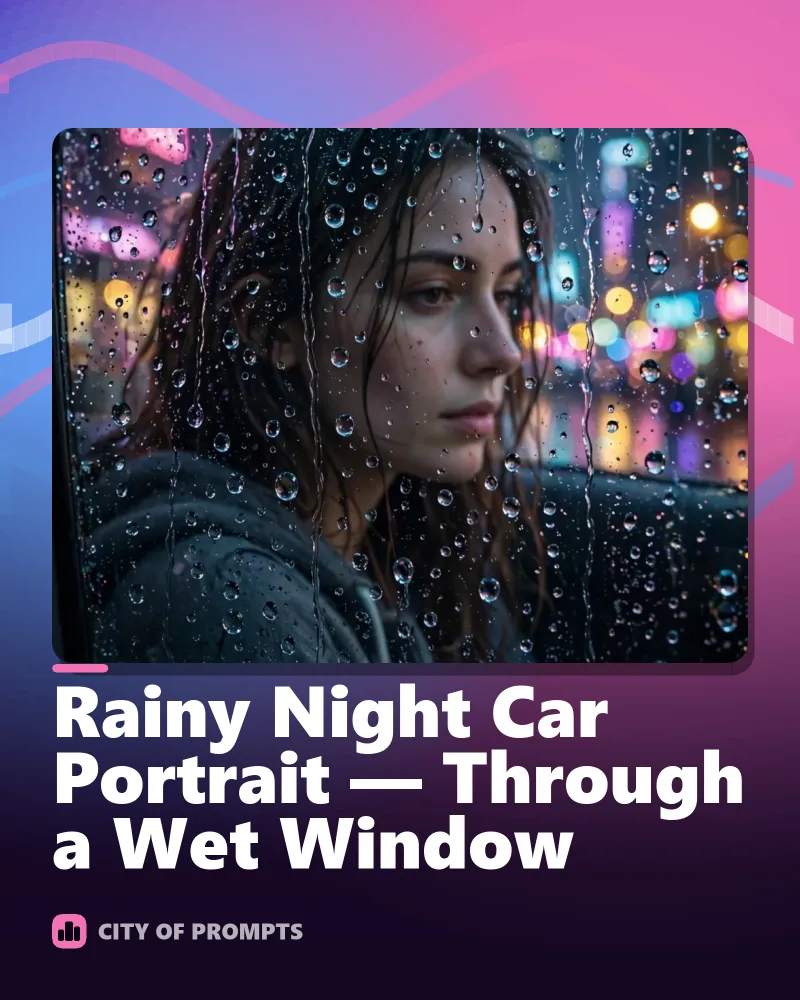 Cover image for Rainy Night Car Portrait — Through a Wet Window
