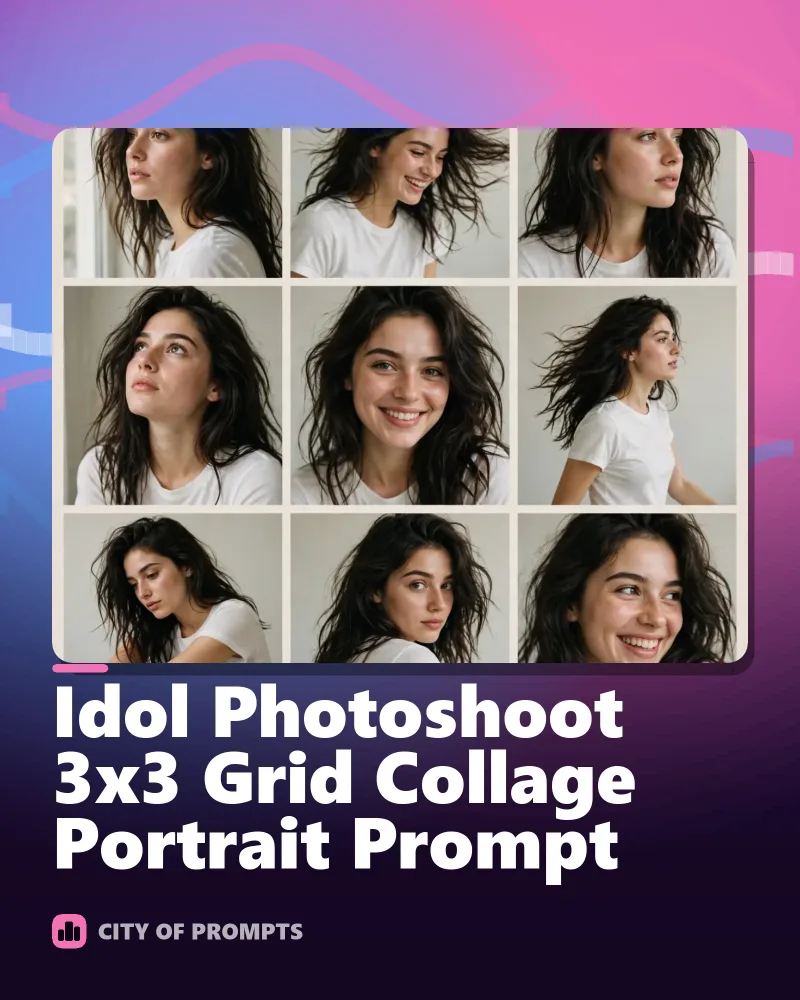 Cover image for Idol Photoshoot 3x3 Grid Collage Portrait Prompt