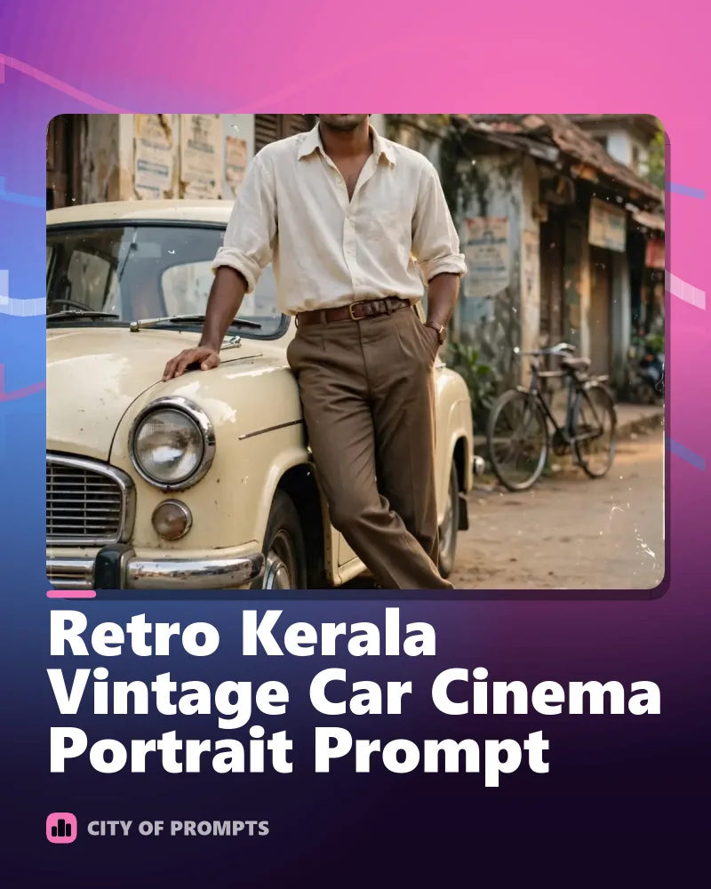 Cover image for Retro Kerala Vintage Car Cinema Portrait Prompt