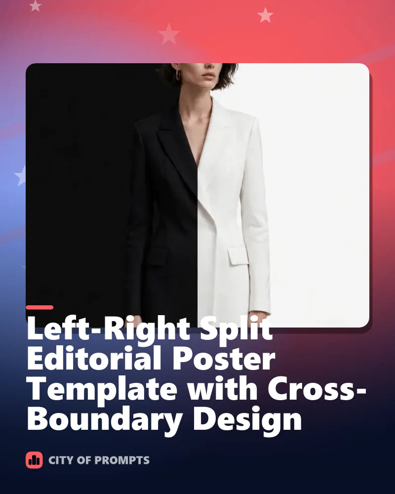 Cover image for Left-Right Split Editorial Poster Template with Cross-Boundary Design