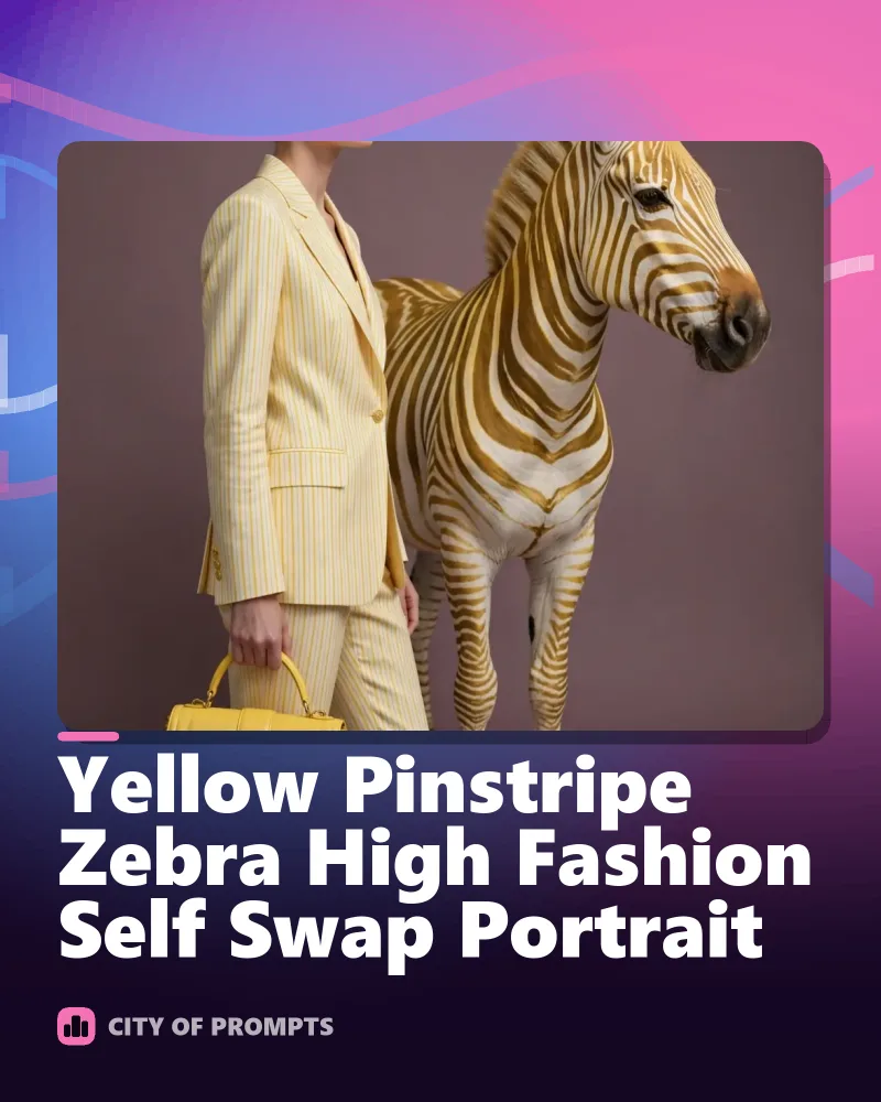 Cover image for Yellow Pinstripe Zebra High Fashion Self Swap Portrait