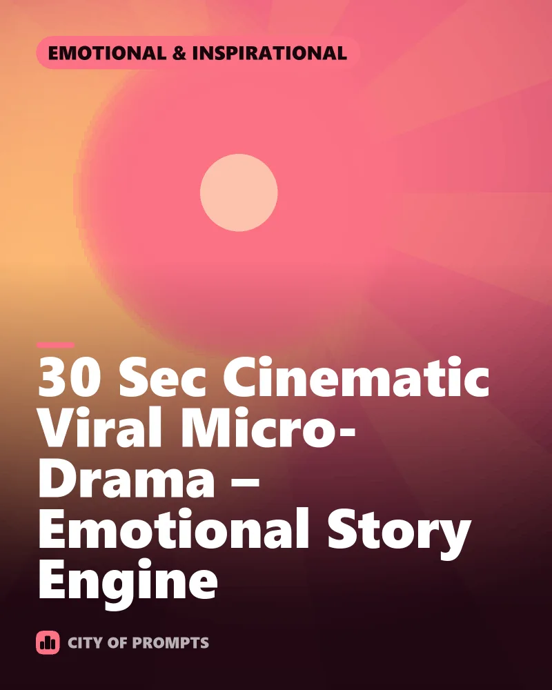 Cover image for 30 Sec Cinematic Viral Micro-Drama – Emotional Story Engine