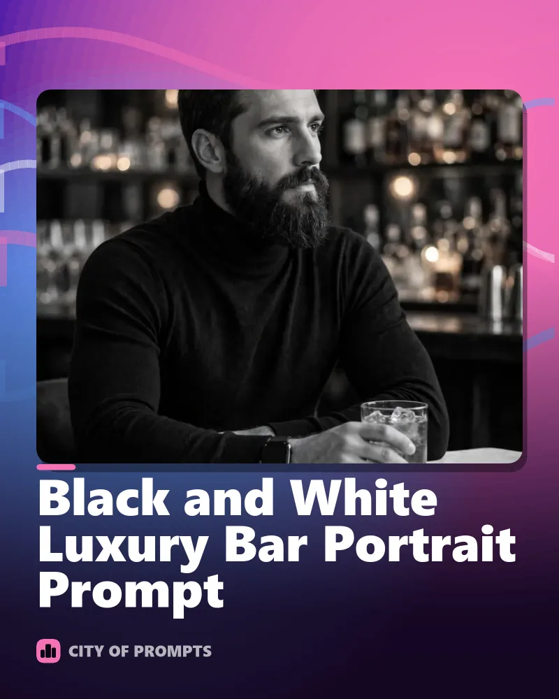 Cover image for Black and White Luxury Bar Portrait Prompt